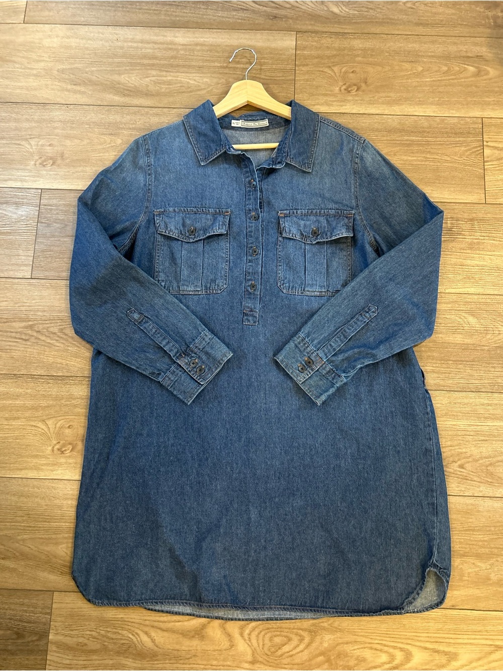 Behind The Seams Denim Tunic Shirt Dress XL Chambray Utility